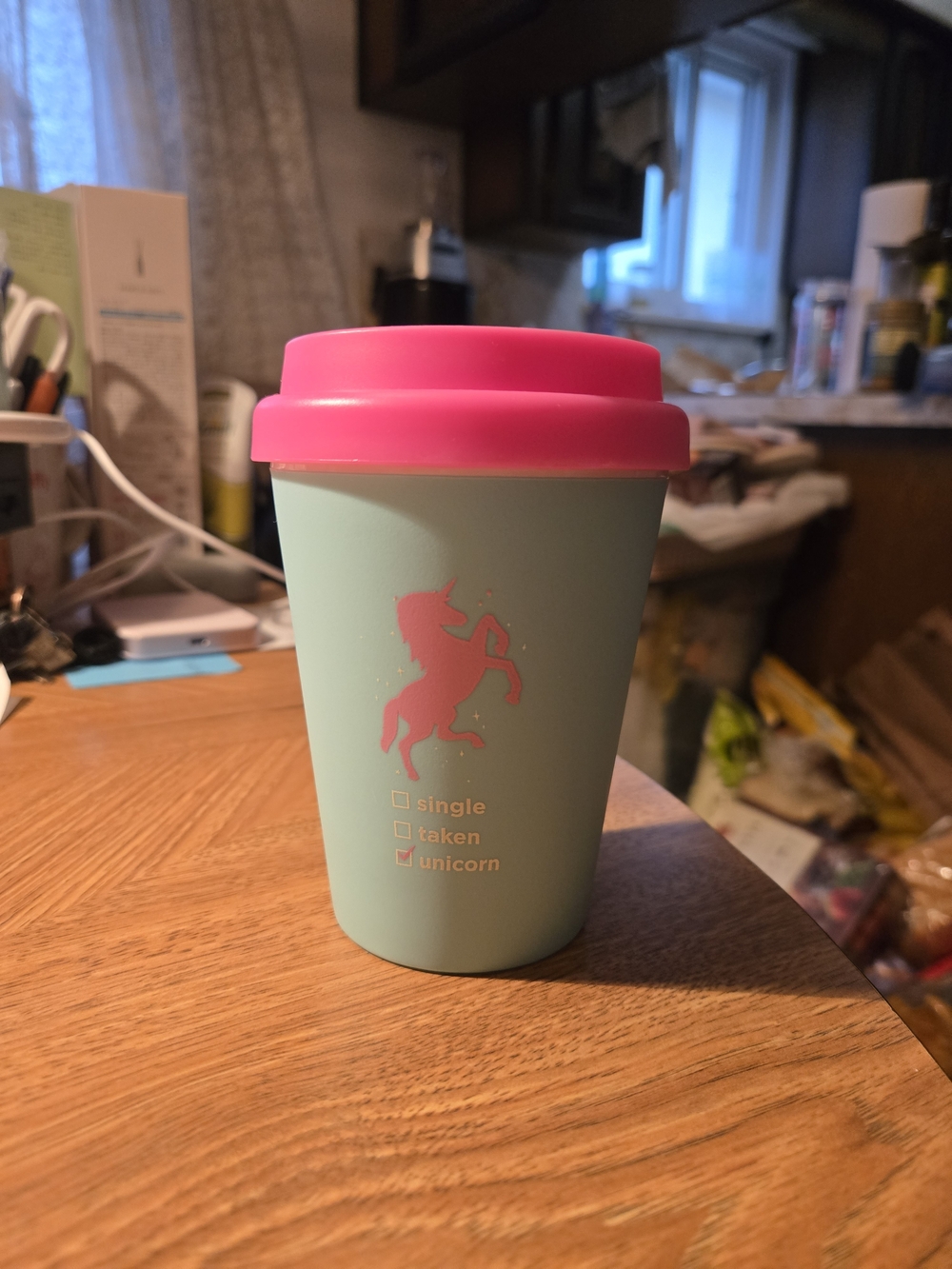 Mint & Hot Pink Unicorn Travel Mug